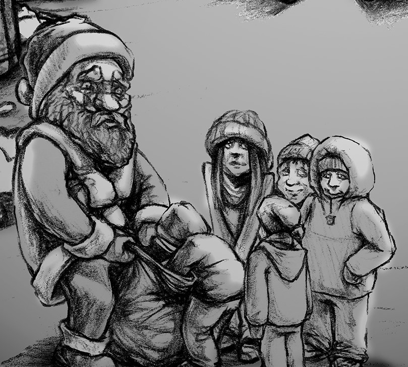 Weihnachtsmann mit Kinder